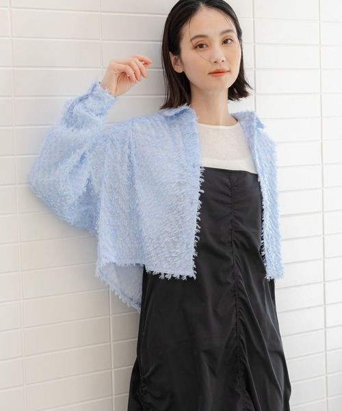 LAKOLE(ラコレ)の「フリンジクロップドシャツ / 106660(シャツ/ブラウス・レディース・ライトブルー/ブラック/オフホワイト・MEDIUM/SMALL)」の16枚目の写真