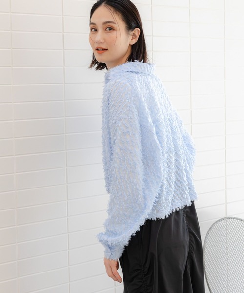 LAKOLE(ラコレ)の「フリンジクロップドシャツ / 106660(シャツ/ブラウス・レディース・ライトブルー/ブラック/オフホワイト・MEDIUM/SMALL)」の18枚目の写真