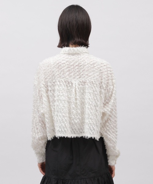 LAKOLE(ラコレ)の「フリンジクロップドシャツ / 106660(シャツ/ブラウス・レディース・ライトブルー/ブラック/オフホワイト・MEDIUM/SMALL)」の5枚目の写真