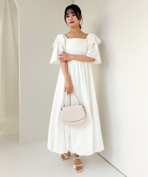 Heather（ヘザー）の「バルーンフリルオフショルワンピース 114309