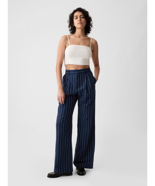 GAP（ギャップ）の「ハイライズ コットンリネン プリーツ トラウザーパンツ（その他パンツ・レディース・ホワイト×ネイビー/ベージュ/ネイビー・4/2/8/10/00/0/000/6）」の19枚目の写真