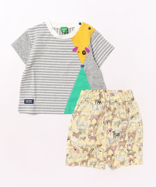RAGMART(ラグマート)の「Tシャツ&総柄パンツセット(その他ベビーウェア・キッズ・グレー/ネイビー・70cm/80cm)」の2枚目の写真