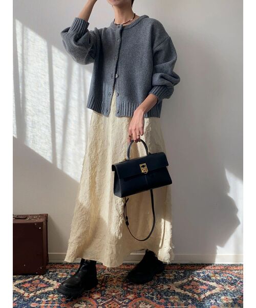 Green　Parks（グリーンパークス）の「クルーネックカーディガン（カーディガン/ボレロ・レディース・杢グレー/カーキ/ベージュ/マスタード・FREE）」の9枚目の写真