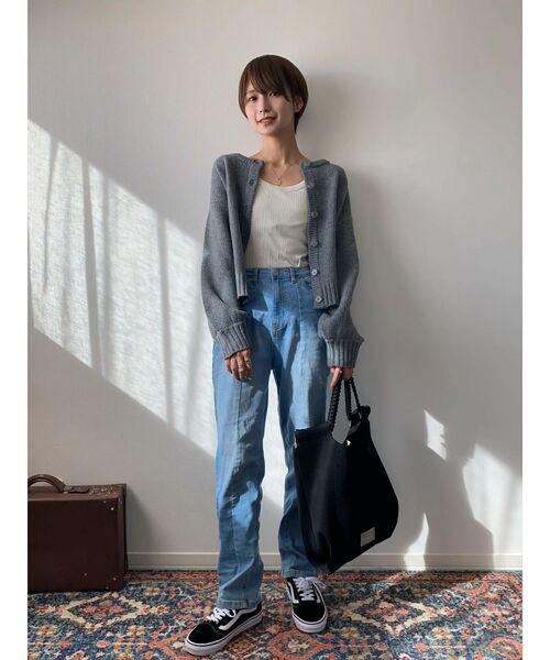 Green　Parks（グリーンパークス）の「クルーネックカーディガン（カーディガン/ボレロ・レディース・杢グレー/カーキ/ベージュ/マスタード・FREE）」の10枚目の写真