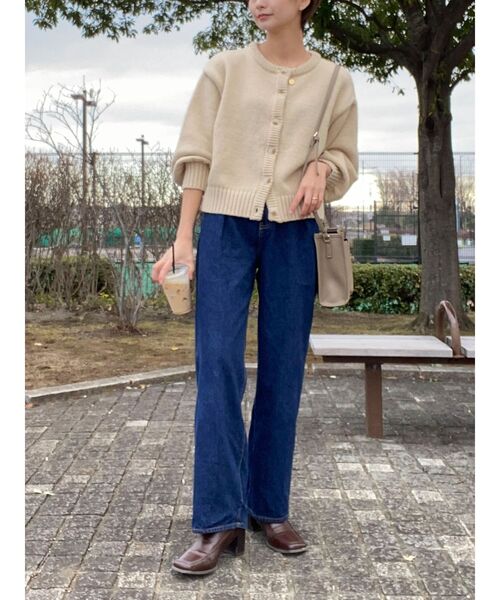 Green　Parks（グリーンパークス）の「クルーネックカーディガン（カーディガン/ボレロ・レディース・杢グレー/カーキ/ベージュ/マスタード・FREE）」の13枚目の写真