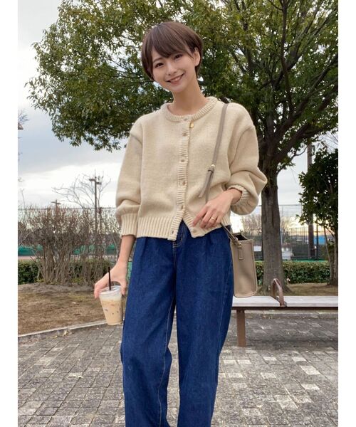 Green　Parks（グリーンパークス）の「クルーネックカーディガン（カーディガン/ボレロ・レディース・杢グレー/カーキ/ベージュ/マスタード・FREE）」の15枚目の写真