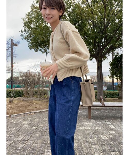 Green　Parks（グリーンパークス）の「クルーネックカーディガン（カーディガン/ボレロ・レディース・杢グレー/カーキ/ベージュ/マスタード・FREE）」の16枚目の写真