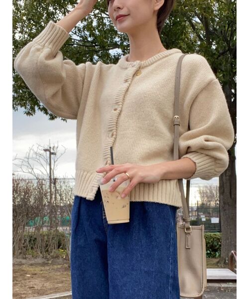 Green　Parks（グリーンパークス）の「クルーネックカーディガン（カーディガン/ボレロ・レディース・杢グレー/カーキ/ベージュ/マスタード・FREE）」の17枚目の写真