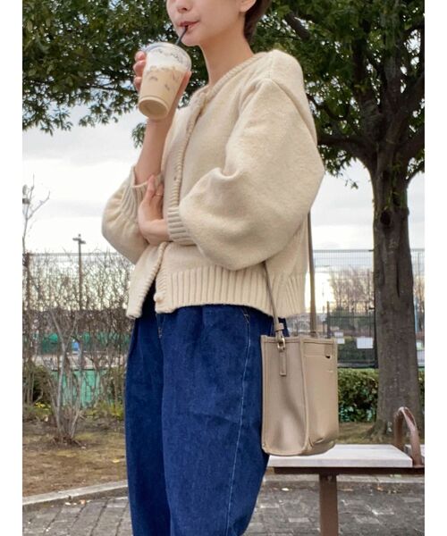 Green　Parks（グリーンパークス）の「クルーネックカーディガン（カーディガン/ボレロ・レディース・杢グレー/カーキ/ベージュ/マスタード・FREE）」の18枚目の写真