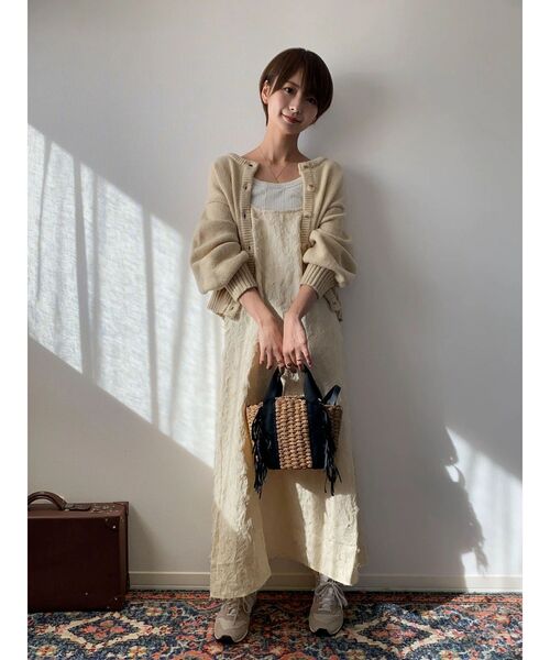 Green　Parks（グリーンパークス）の「クルーネックカーディガン（カーディガン/ボレロ・レディース・杢グレー/カーキ/ベージュ/マスタード・FREE）」の20枚目の写真