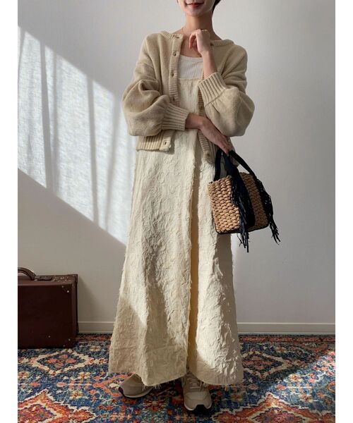 Green　Parks（グリーンパークス）の「クルーネックカーディガン（カーディガン/ボレロ・レディース・杢グレー/カーキ/ベージュ/マスタード・FREE）」の22枚目の写真