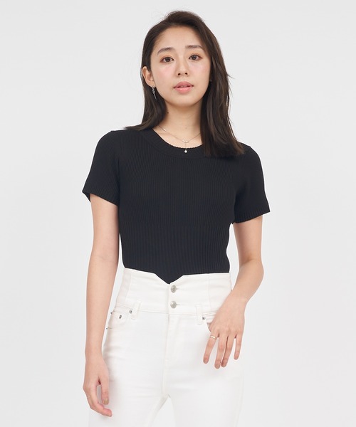ROYAL PARTY（ロイヤルパーティー）の「ウォッシャブルコンパクト半袖ニットトップス（ニット/セーター・レディース・ピンク/レッド系その他/ブラック/マルチ/オフホワイト/グレー・FREE）」の11枚目の写真