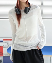 バイカラーステッチアンバランスビンテージレイヤードカットソー