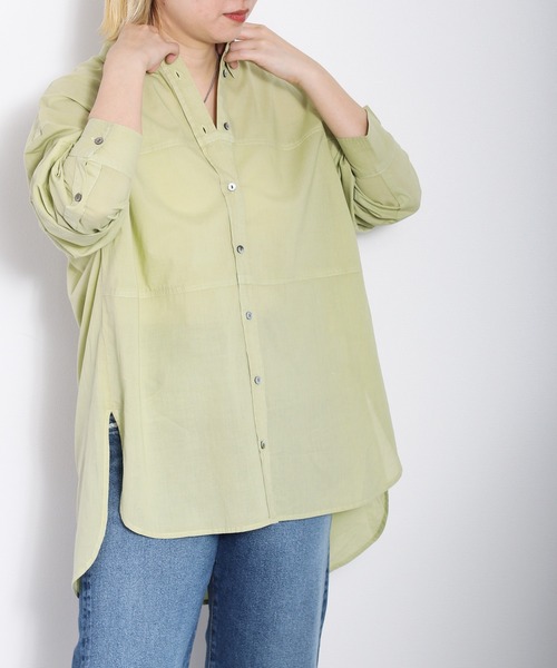 cepo（セポ）の「インド綿 セイヒンゾメキリカエロングシャツ（シャツ/ブラウス・レディース・オフホワイト/ライム/パープル/ベージュ・M）」の4枚目の写真