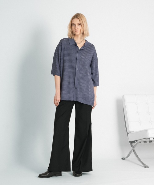 SELLE GLANT(セレグランテ)の「SHEER KNIT SHIRT/スカシアミニットシャツ(シャツ/ブラウス・メンズ・グレイッシュブルー/マスタード・SMALL/MEDIUM/LARGE)」の6枚目の写真