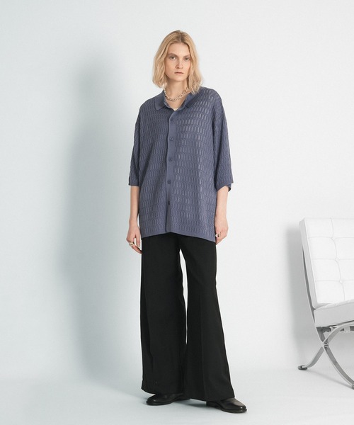 SELLE GLANT(セレグランテ)の「SHEER KNIT SHIRT/スカシアミニットシャツ(シャツ/ブラウス・メンズ・グレイッシュブルー/マスタード・SMALL/MEDIUM/LARGE)」の7枚目の写真