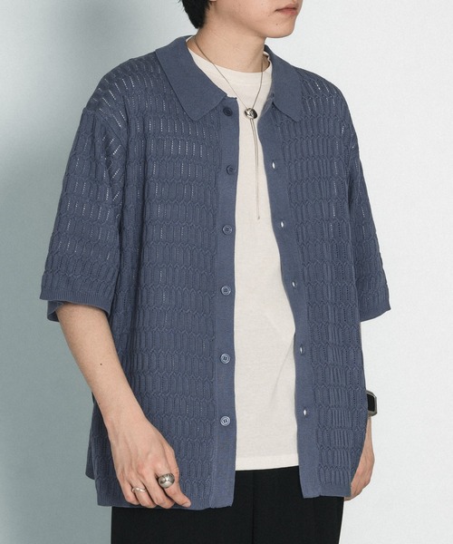 SELLE GLANT(セレグランテ)の「SHEER KNIT SHIRT/スカシアミニットシャツ(シャツ/ブラウス・メンズ・グレイッシュブルー/マスタード・SMALL/MEDIUM/LARGE)」の19枚目の写真