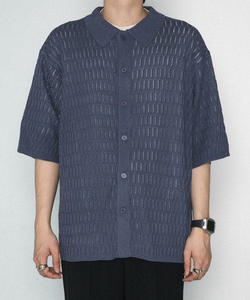 SELLE GLANT(セレグランテ)の「SHEER KNIT SHIRT/スカシアミニットシャツ(シャツ/ブラウス・メンズ・グレイッシュブルー/マスタード・SMALL/MEDIUM/LARGE)」の13枚目の写真