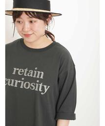Samansa Mos2 | ロゴ刺繍裾ラウンドチュニックTシャツ(Tシャツ/カットソー)