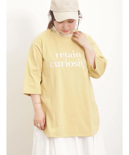 セール】ロゴ刺繍裾ラウンドチュニックTシャツ（Tシャツ