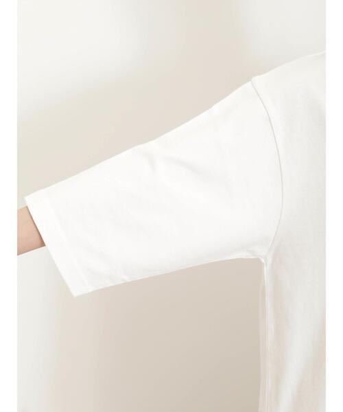 Samansa Mos2(サマンサ モスモス)の「ロゴ刺繍裾ラウンドチュニックTシャツ(Tシャツ/カットソー・レディース・チャコールグレー/イエロー/キナリ/オフホワイト・F)」の22枚目の写真
