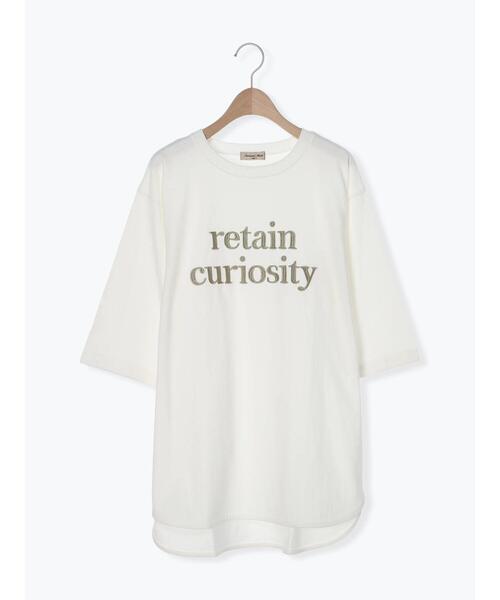 Samansa Mos2(サマンサ モスモス)の「ロゴ刺繍裾ラウンドチュニックTシャツ(Tシャツ/カットソー・レディース・チャコールグレー/イエロー/キナリ/オフホワイト・F)」の13枚目の写真