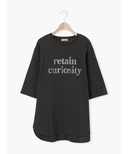 Samansa Mos2(サマンサ モスモス)の「ロゴ刺繍裾ラウンドチュニックTシャツ(Tシャツ/カットソー・レディース・チャコールグレー/イエロー/キナリ/オフホワイト・F)」の14枚目の写真