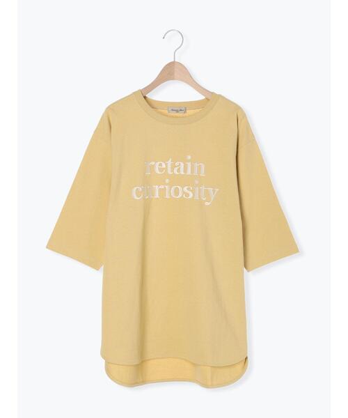 Samansa Mos2(サマンサ モスモス)の「ロゴ刺繍裾ラウンドチュニックTシャツ(Tシャツ/カットソー・レディース・チャコールグレー/イエロー/キナリ/オフホワイト・F)」の15枚目の写真