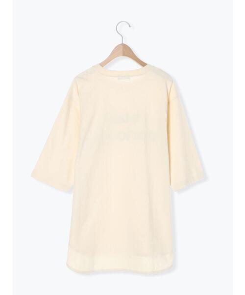 Samansa Mos2(サマンサ モスモス)の「ロゴ刺繍裾ラウンドチュニックTシャツ(Tシャツ/カットソー・レディース・チャコールグレー/イエロー/キナリ/オフホワイト・F)」の5枚目の写真