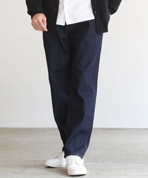 インディゴ/ホワイト 10.5ozテーパードデニムパンツ