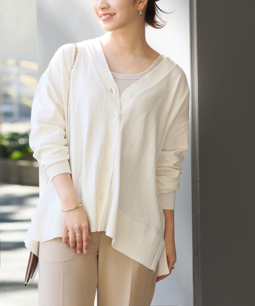 JOURNAL STANDARD relume（ジャーナルスタンダード　レリューム）の「《追加》クールコットンVネックカーディガン（カーディガン/ボレロ・レディース・ネイビー/ピンク/ホワイト系その他/ベージュ系その他・FREE）」の7枚目の写真