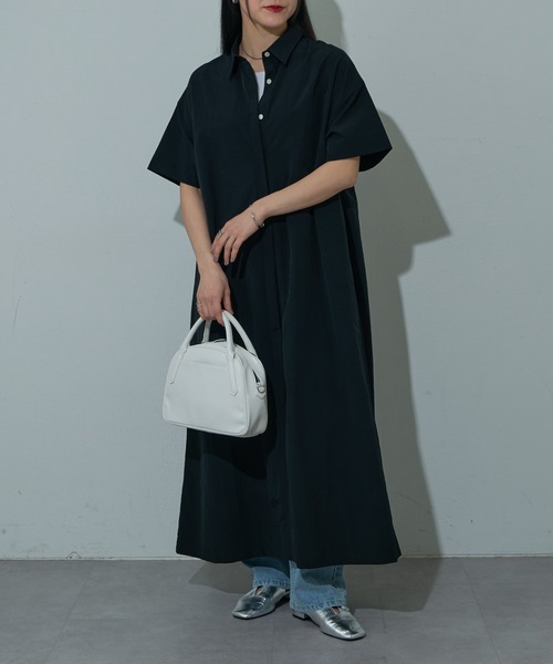 COLONY 2139（コロニートゥーワンスリーナイン）の「ハーフスリーブシャツワンピース（シャツワンピース・レディース・グレー/ブラック・FREE）」の4枚目の写真