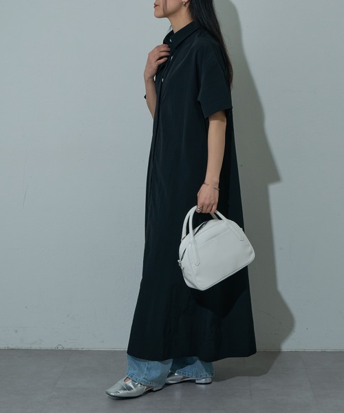 COLONY 2139（コロニートゥーワンスリーナイン）の「ハーフスリーブシャツワンピース（シャツワンピース・レディース・グレー/ブラック・FREE）」の6枚目の写真