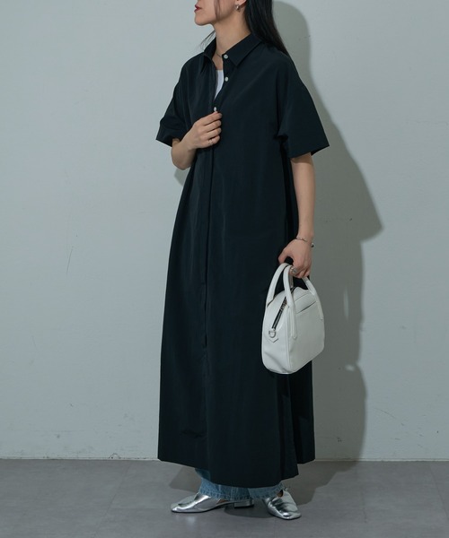COLONY 2139（コロニートゥーワンスリーナイン）の「ハーフスリーブシャツワンピース（シャツワンピース・レディース・グレー/ブラック・FREE）」の5枚目の写真