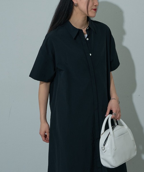 COLONY 2139（コロニートゥーワンスリーナイン）の「ハーフスリーブシャツワンピース（シャツワンピース・レディース・グレー/ブラック・FREE）」の9枚目の写真