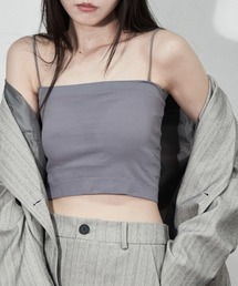 クロップド丈カップ付き細肩紐ベアキャミ