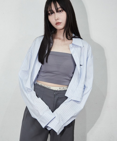 Y/lim(イリム)の「クロップド丈カップ付き細肩紐ベアキャミ(キャミソール・レディース・チャコールグレー/ブラック/オフホワイト・FREE)」の22枚目の写真