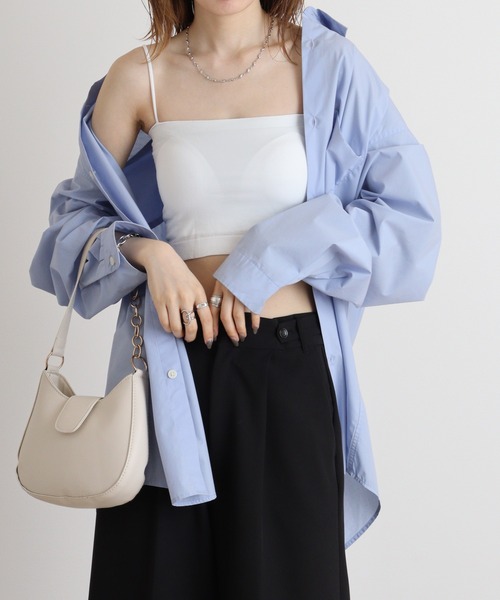 Y/lim(イリム)の「クロップド丈カップ付き細肩紐ベアキャミ(キャミソール・レディース・チャコールグレー/ブラック/オフホワイト・FREE)」の6枚目の写真