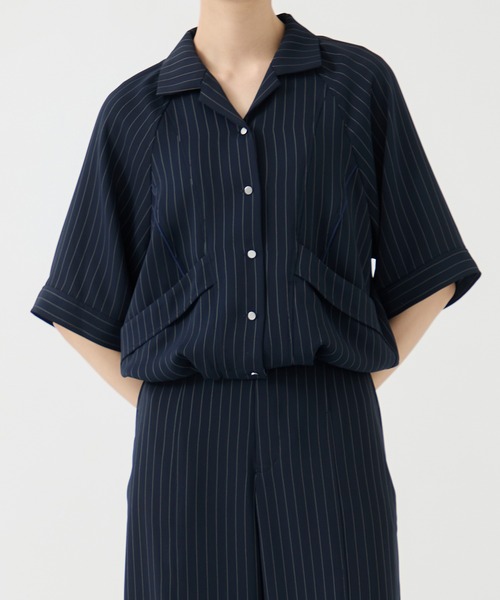 CITY TOKYO(シティトウキョウ)の「<セットアップ対応><2WAY><手洗い可能><接触冷感>ダブルクロスオープンカラーシャツ(シャツ/ブラウス・レディース・ダークグレー/ライトグレー/ネイビー/ブラック・FREE)」の4枚目の写真