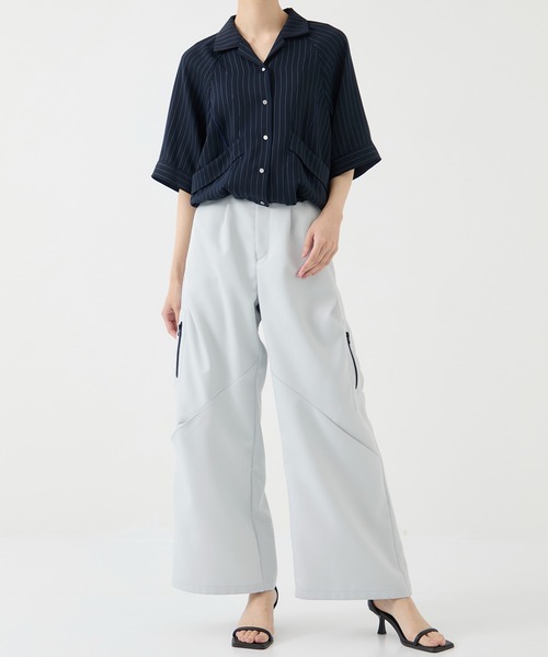 CITY TOKYO(シティトウキョウ)の「<セットアップ対応><2WAY><手洗い可能><接触冷感>ダブルクロスオープンカラーシャツ(シャツ/ブラウス・レディース・ダークグレー/ライトグレー/ネイビー/ブラック・FREE)」の22枚目の写真