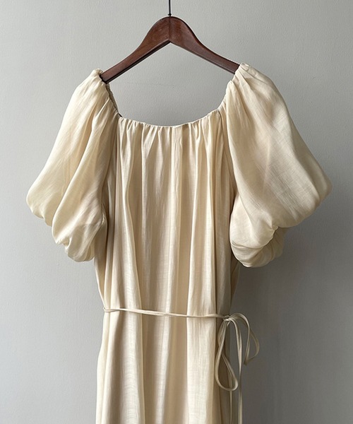 aimoha(アイモハ)の「ランタンスリーブワンピ (SS)(ワンピース・レディース・ベージュ/パープル/グリーン・LARGE/MEDIUM)」の6枚目の写真