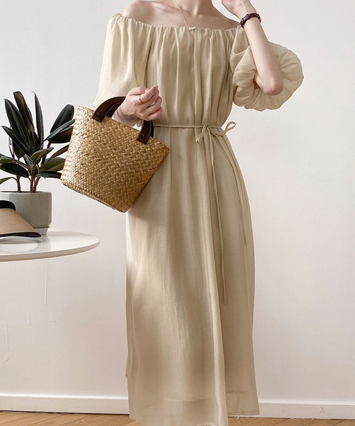 aimoha(アイモハ)の「ランタンスリーブワンピ (SS)(ワンピース・レディース・ベージュ/パープル/グリーン・LARGE/MEDIUM)」の7枚目の写真