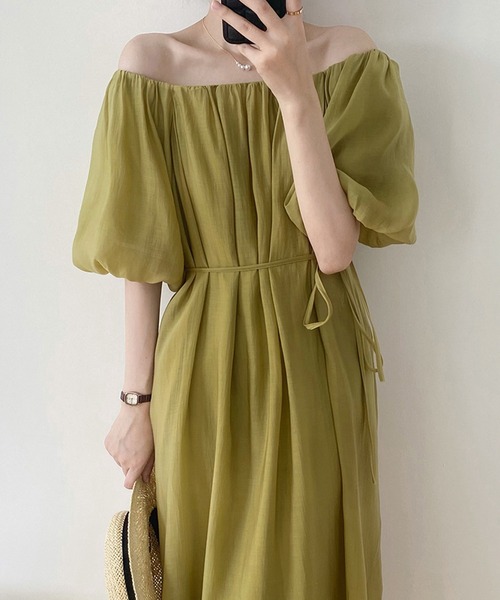 aimoha(アイモハ)の「ランタンスリーブワンピ (SS)(ワンピース・レディース・ベージュ/パープル/グリーン・LARGE/MEDIUM)」の9枚目の写真