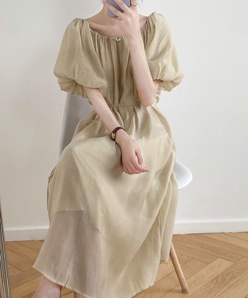 aimoha(アイモハ)の「ランタンスリーブワンピ (SS)(ワンピース・レディース・ベージュ/パープル/グリーン・LARGE/MEDIUM)」の12枚目の写真
