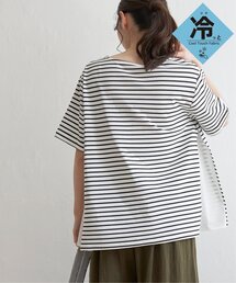 ikka | 【吸水速乾／UVカット】冷感サイド切替ボーダープルオーバー(Tシャツ/カットソー)