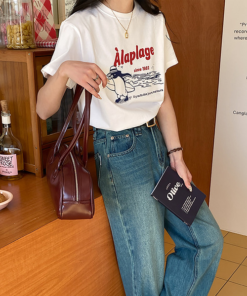 Girly Doll(ガーリードール)の「ロゴイラストTシャツ(Tシャツ/カットソー・レディース・ネイビー/ホワイト・M/L)」の5枚目の写真