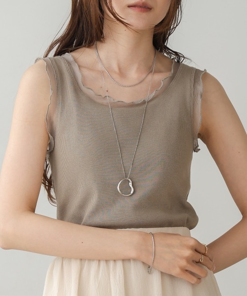 Bab（バブ）の「シアーラインタンクトップ（タンクトップ・レディース・ホワイト系その他/ブラック/グレイッシュベージュ/ブルー・FREE）」の4枚目の写真