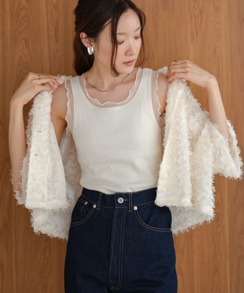 Bab（バブ）の「シアーラインタンクトップ（タンクトップ・レディース・ホワイト系その他/ブラック/グレイッシュベージュ/ブルー・FREE）」の6枚目の写真