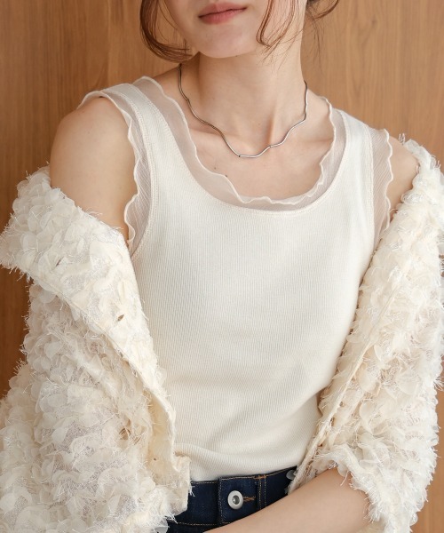 Bab（バブ）の「シアーラインタンクトップ（タンクトップ・レディース・ホワイト系その他/ブラック/グレイッシュベージュ/ブルー・FREE）」の7枚目の写真