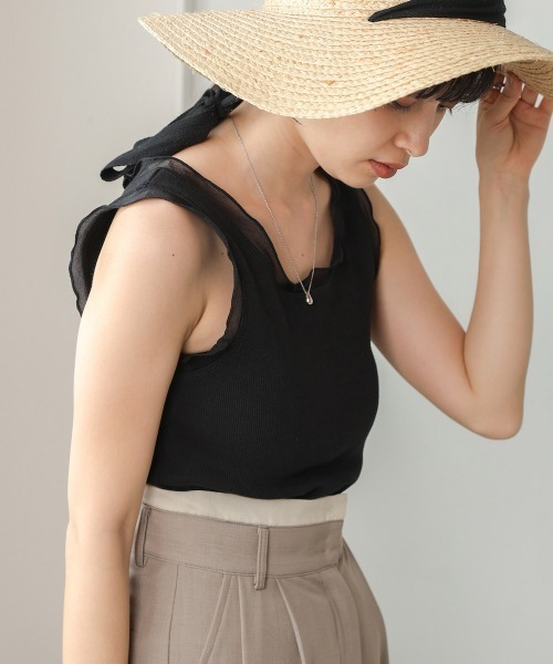 Bab（バブ）の「シアーラインタンクトップ（タンクトップ・レディース・ホワイト系その他/ブラック/グレイッシュベージュ/ブルー・FREE）」の13枚目の写真